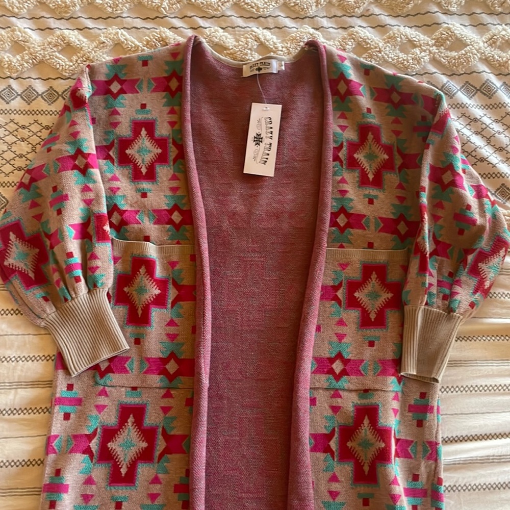 Brand new Crazy Train Aztec cardigan.